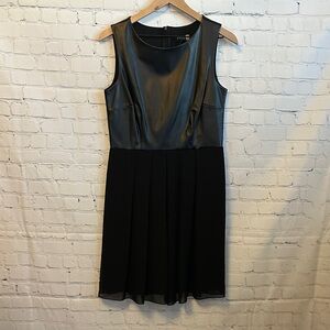 Enfocus Studio Black Faux Leather Midi Dress